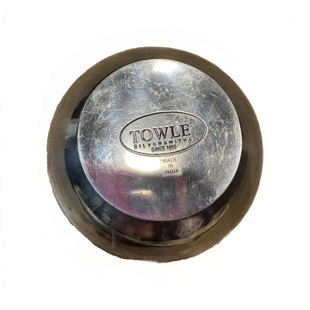 TOWLE Silversmiths 5" Aluminum Bowl Inlaid Mother of Pearl Aster Flower Dip Dish - Picture 2 of 4